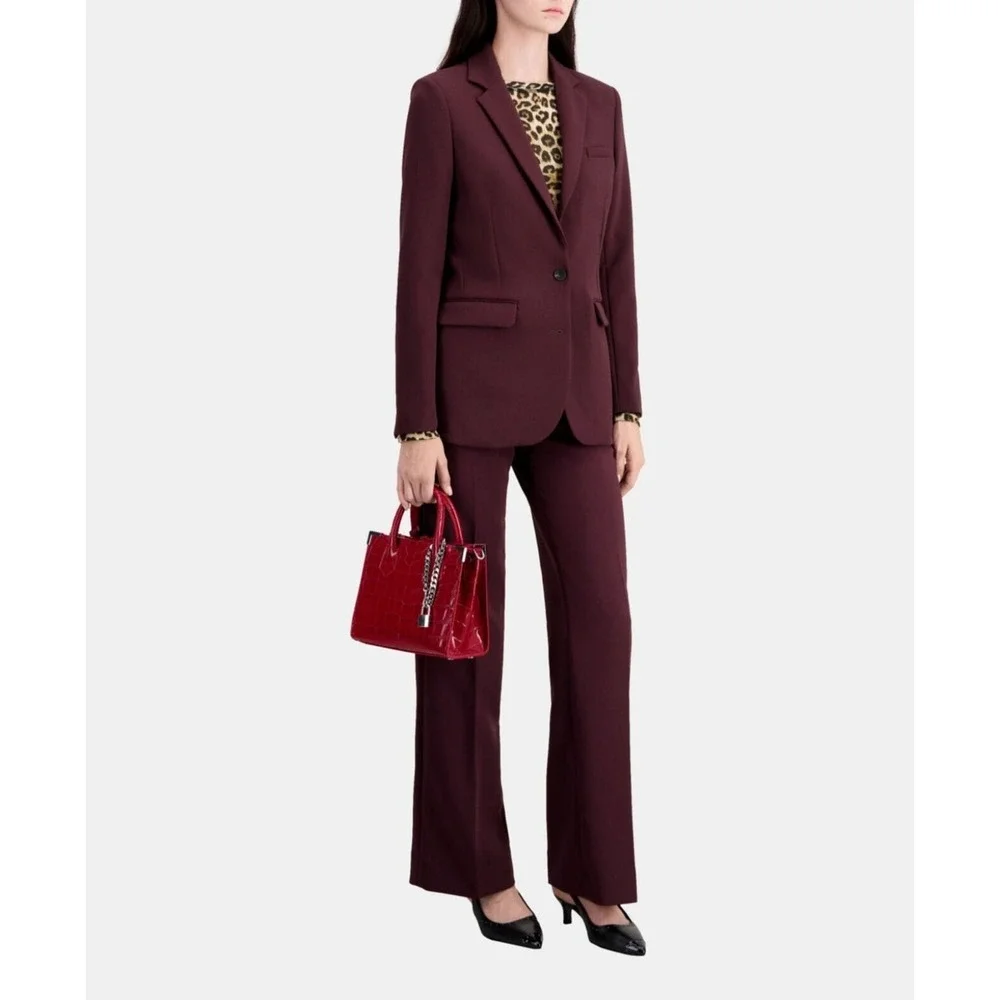 NWT The Kooples Blazer Burgundy Crepe French Designer Size FR/36 US/4